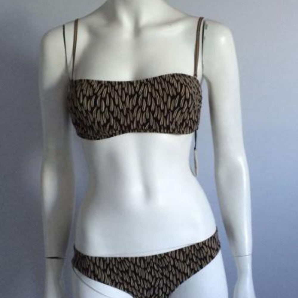 ANTHROPOLOGIE SIYU Spain Hand-Printed Bandeau Bikini Set NWT Sz 12 EU 44